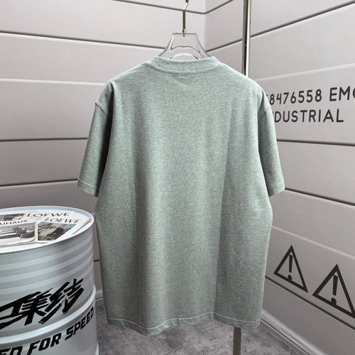 Light mint heather T-shirt, back view, crew neck and short sleeves.