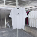 White short-sleeve T-shirt with chest graphic logo