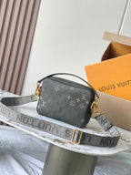 Louis Vuitton mini crossbody bag in dark green monogram canvas with webbed strap