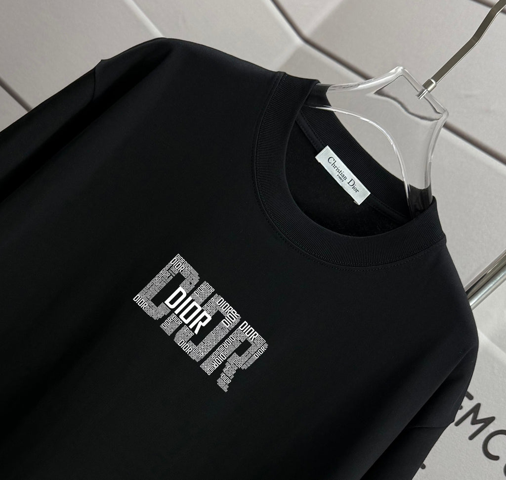 Black short-sleeve shirt with Dior logo graphic on front