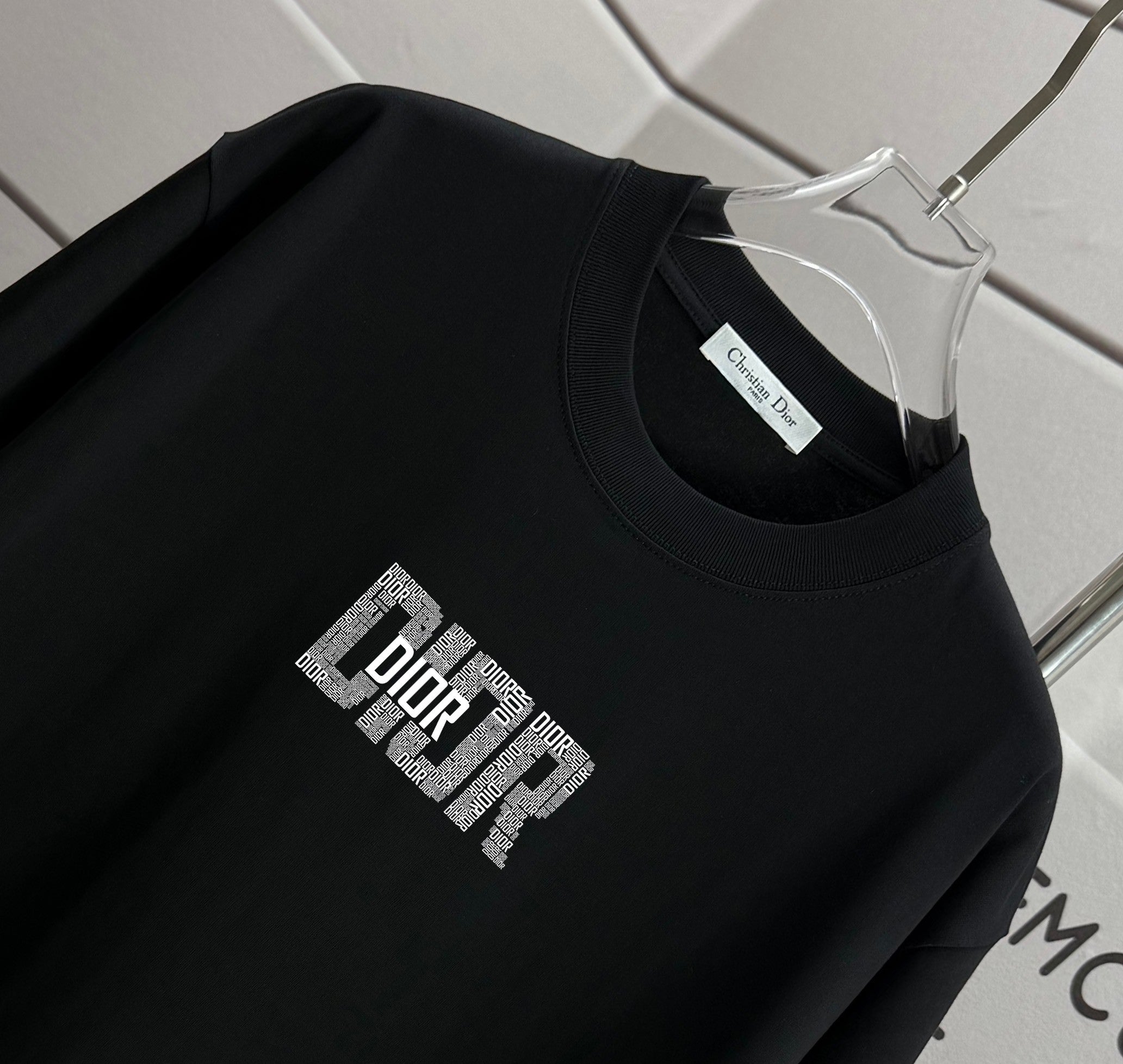 Black short-sleeve shirt with Dior logo graphic on front