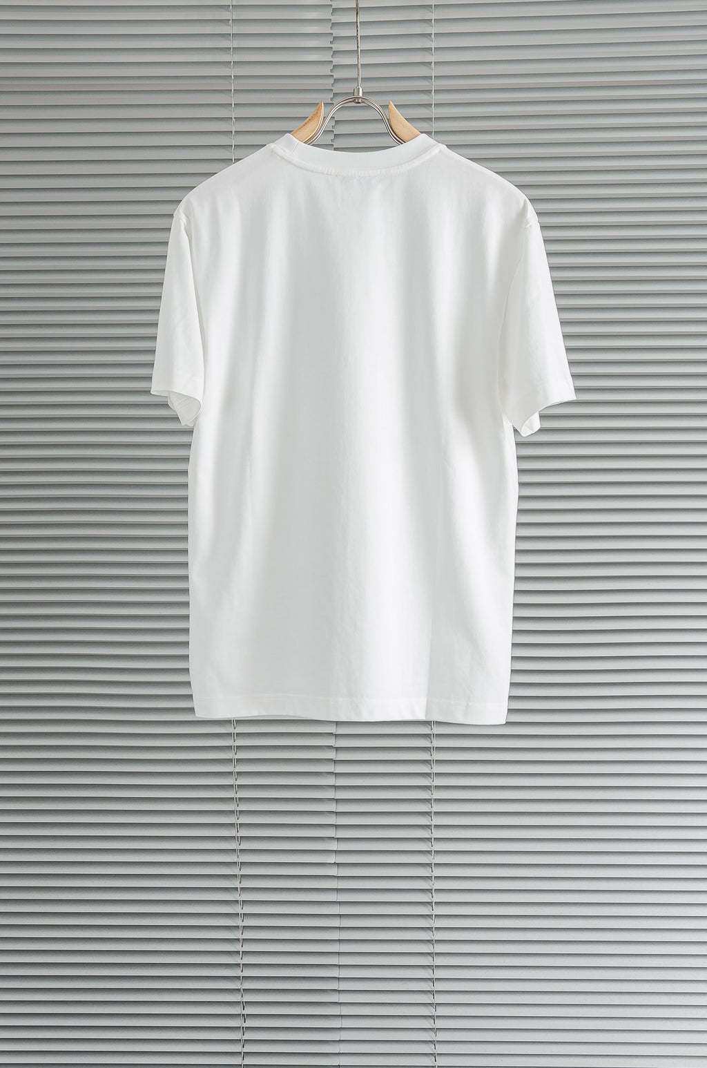 White crew-neck T-shirt with no visible front print