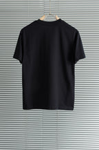 Black crew-neck T-shirt shown from the back
