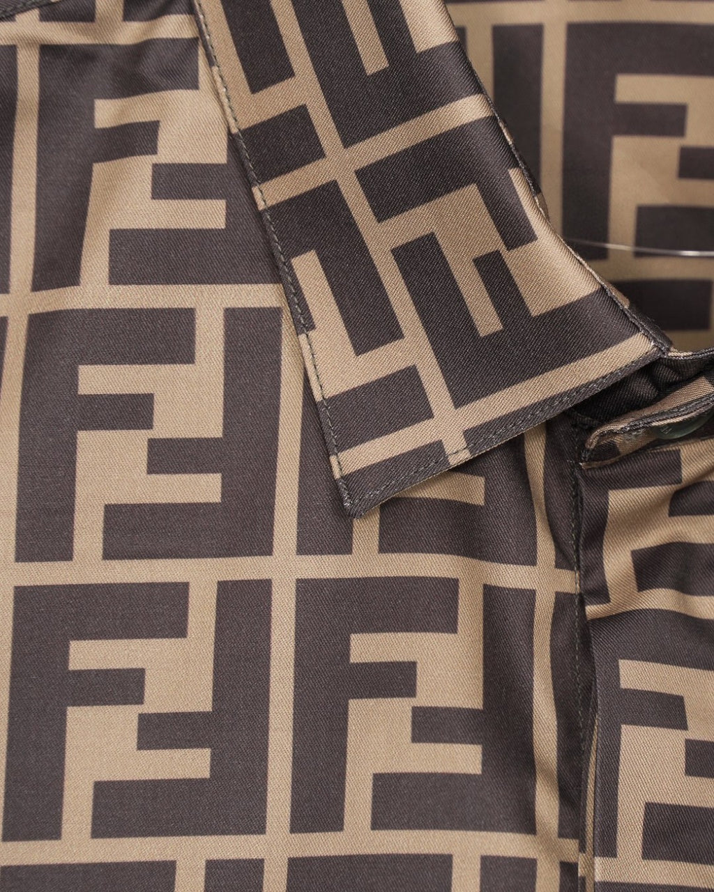 Fendi short-sleeve shirt fabric detail with FF logo pattern