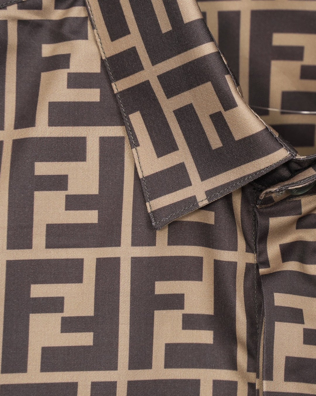 Fendi short-sleeve shirt fabric detail with FF logo pattern
