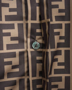 Fendi short-sleeve shirt cuff and button detail on FF logo pattern