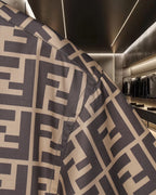 Fendi short-sleeve shirt with FF logo pattern, shoulder and sleeve detail