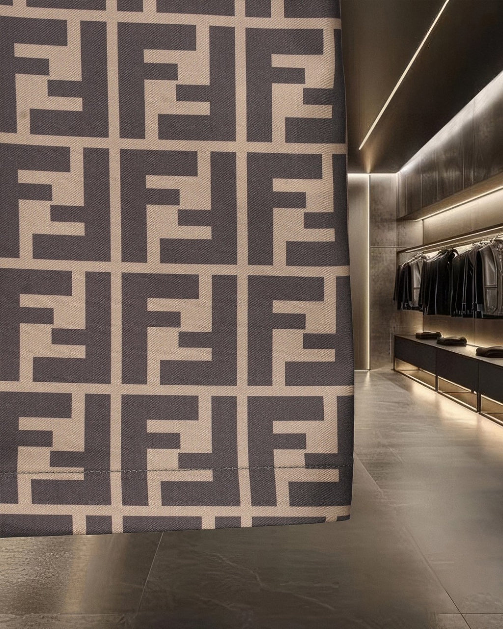 Fendi short with FF monogram pattern fabric