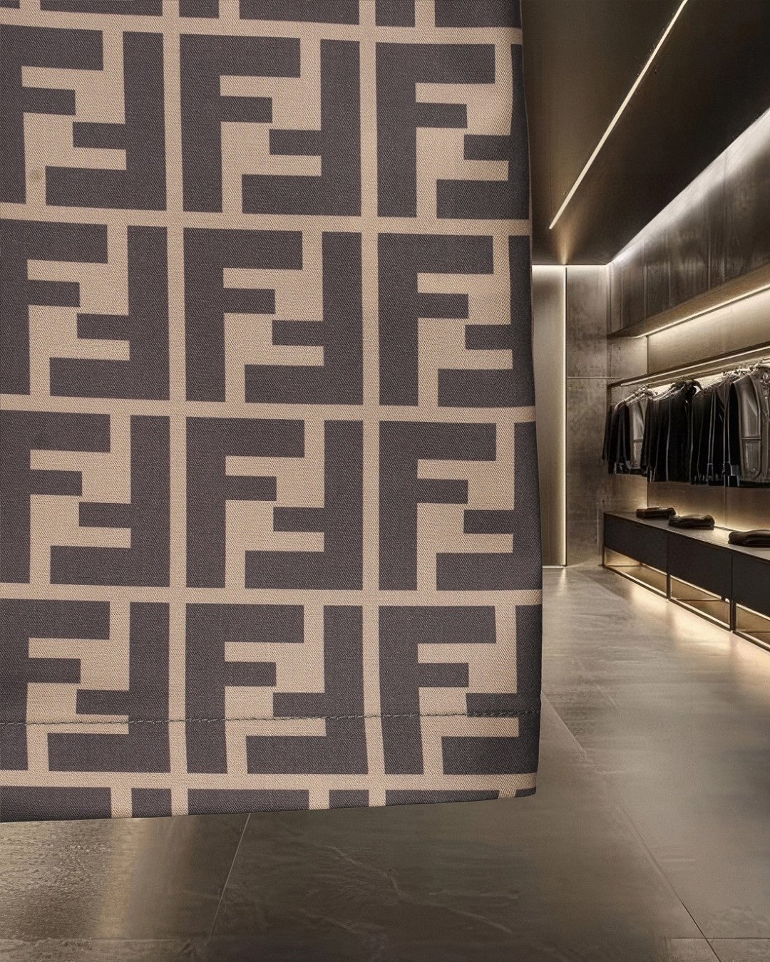 Fendi short with FF monogram pattern fabric