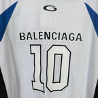 Balenciaga short-sleeve jersey close-up, “BALENCIAGA 10” text and number graphic