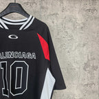 Balenciaga long-sleeve shirt with BALENCIAGA “10” graphic and red side stripe