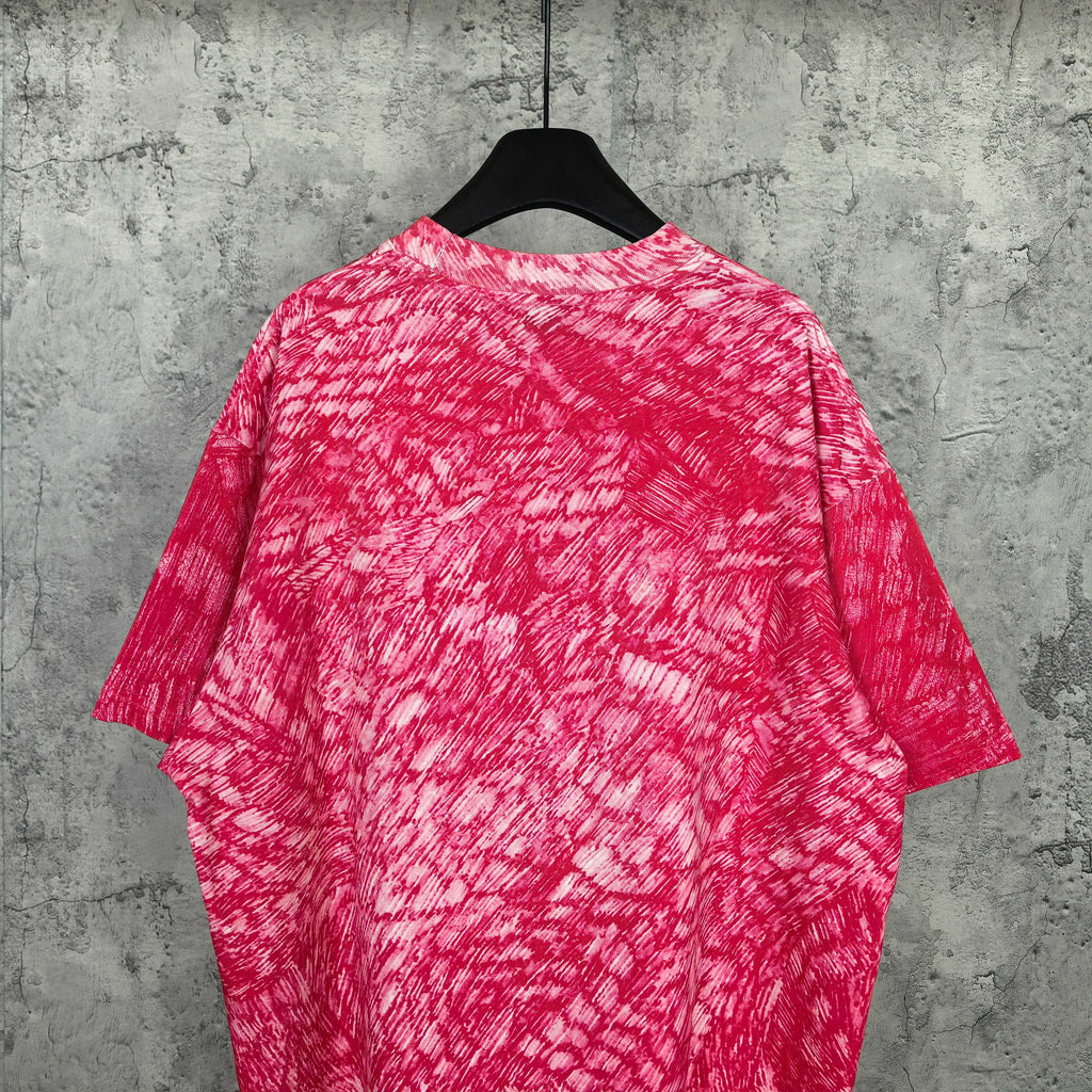Balenciaga short-sleeve T-shirt, red heather, back view on hanger