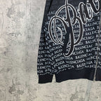 Balenciaga long zip hoodie with allover logo print, hood and front pocket