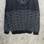 Balenciaga long-sleeve hoodie with allover logo print and hood