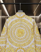 Versace baroque print shirt back, yellow ornate medallion and patterned yoke