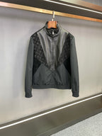 Louis Vuitton monogram windbreaker jacket, dark gray, full zip, stand collar
