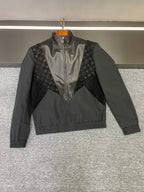 Louis Vuitton zip-front jacket with stand collar; black with monogram panels