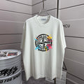 White T-shirt with Stone Island graphic logo on front