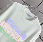 White crewneck T-shirt with chest logo label detail near the collar