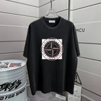 Stone Island black T-shirt with large circular chest logo print