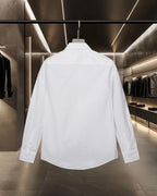 White Burberry button-up shirt, back view with button placket