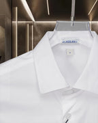 White Burberry button-up shirt collar with inner size label at the neckline