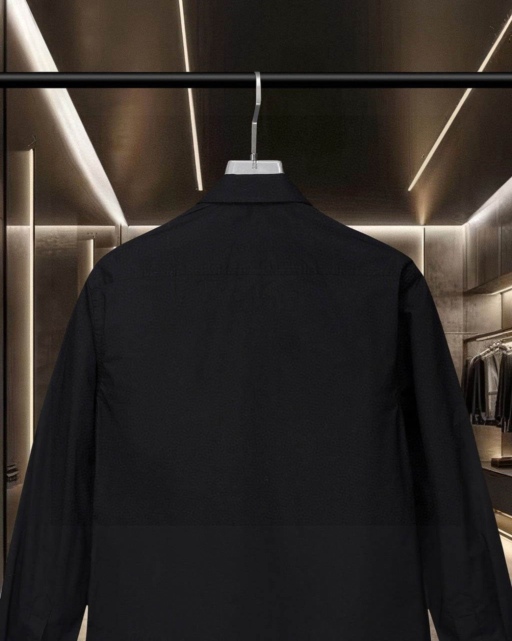 Burberry long-sleeve button-up shirt back view, dark