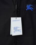 Burberry long-sleeve button-up shirt chest with blue horse logo and hanging tag