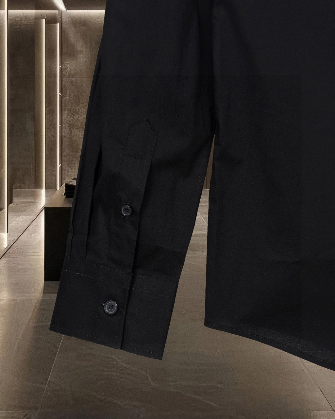 Burberry long-sleeve button-up shirt with buttoned sleeve cuff, dark