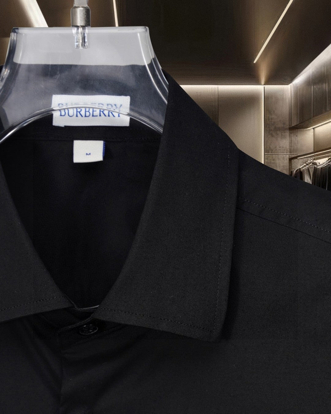 Burberry long-sleeve button-up shirt collar with size label