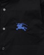 Burberry long-sleeve button-up shirt with blue horse logo and dark buttons
