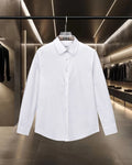 White Burberry long-sleeve dress shirt with button-front and pointed collar