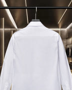 White Burberry long-sleeve dress shirt back view with yoke seams