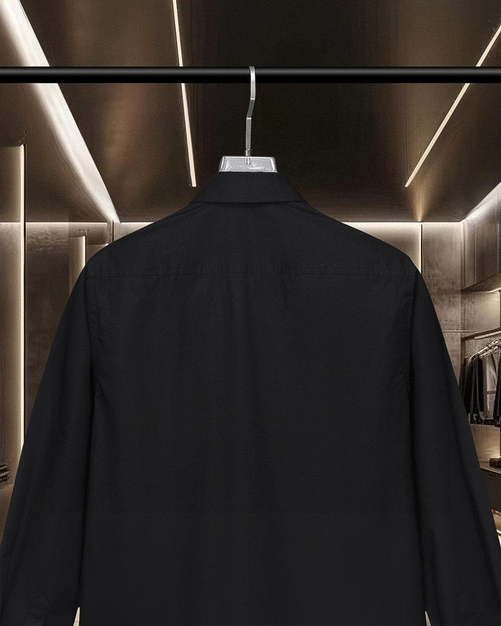 Burberry long-sleeve button-up shirt, back view with full button front placket