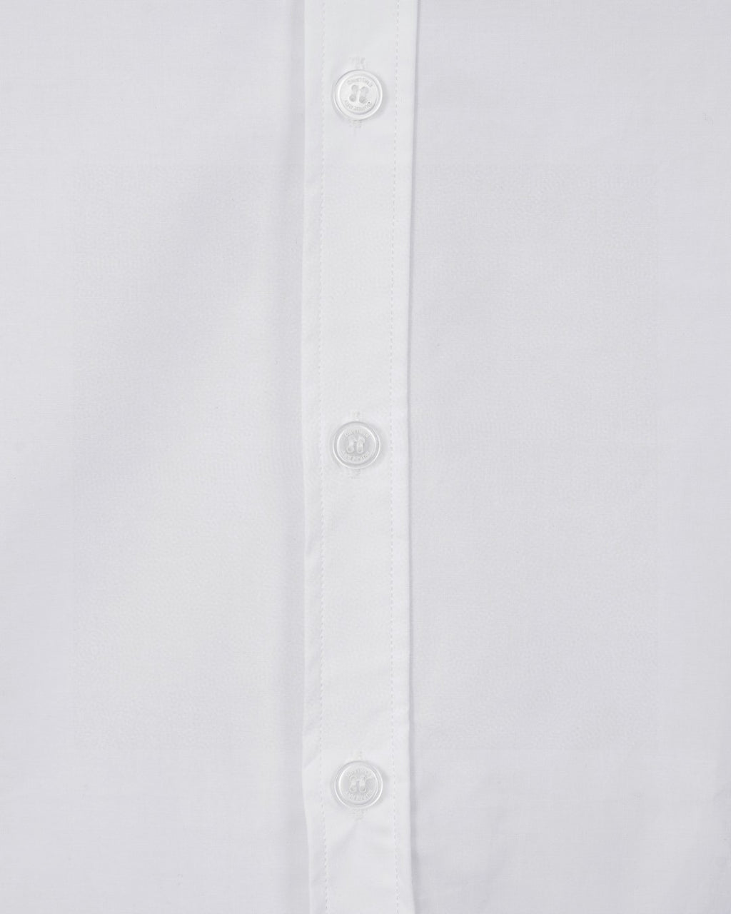 White long-sleeve button-up shirt cuff with button placket detail