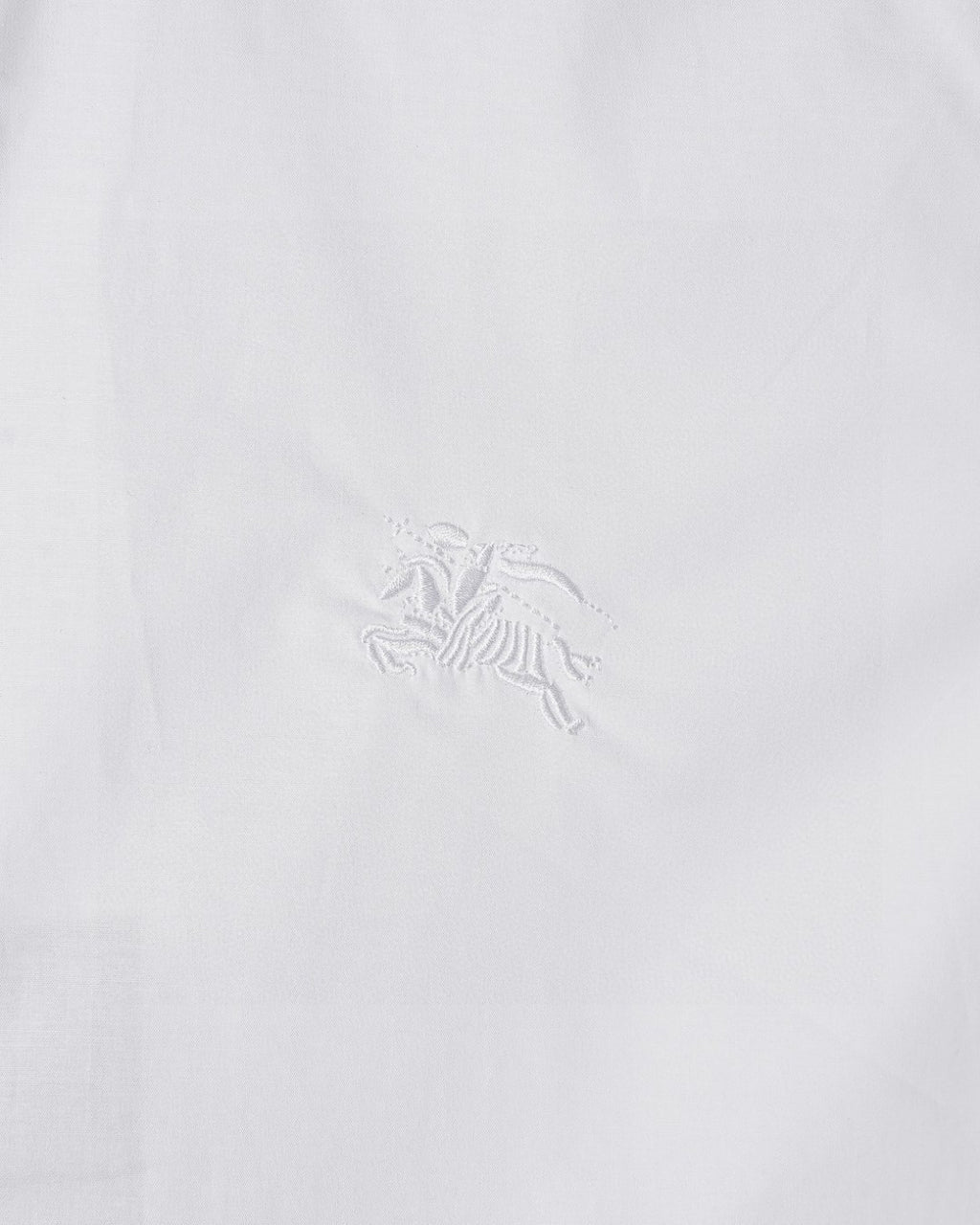 White long-sleeve button-up shirt with embroidered horse logo
