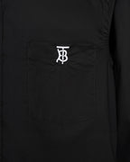 Burberry long-sleeve shirt with TB logo on chest pocket, dark black