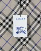 Long-sleeve check shirt with Burberry hang tag, white with black and blue plaid