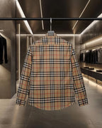 Long-sleeve plaid button-up shirt back view