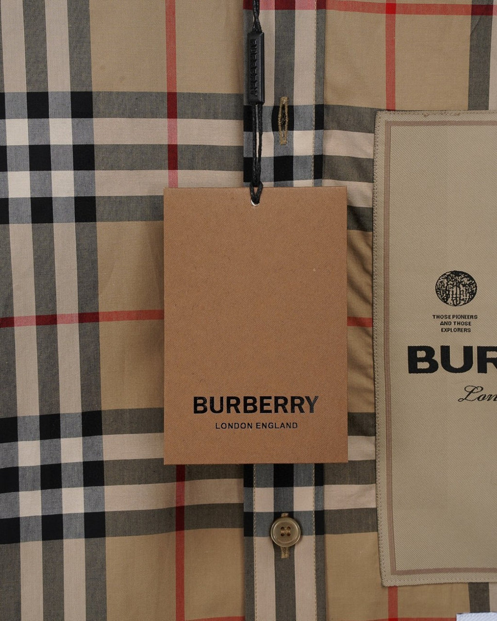 Burberry London England hanging garment tag