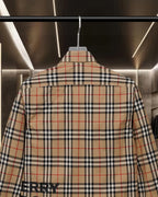 Burberry plaid button-up shirt, back yoke and check pattern