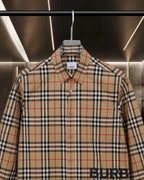 Burberry plaid button-up shirt, pointed collar and button-front