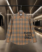 Burberry plaid button-up shirt, button-front and check pattern