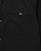 Burberry long coat pocket close-up with embossed button and BURBERRY embroidery