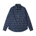 Fendi long-sleeve shirt in navy and light blue FF monogram pattern