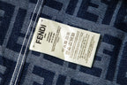Fendi long-sleeve shirt care label on FF monogram fabric, navy and blue