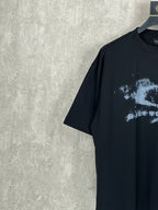 Balenciaga short-sleeve T-shirt, black with partial distressed logo print on front