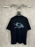 Balenciaga short-sleeve T-shirt, black with distressed logo graphic on front