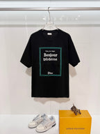 Black Dior T-shirt with 'Bonjour tristesse' framed graphic
