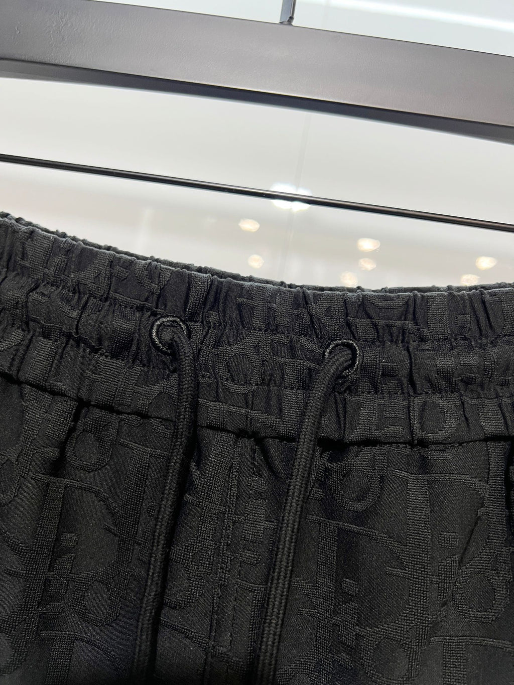 Black Dior monogram shorts waistband with elastic and drawstring